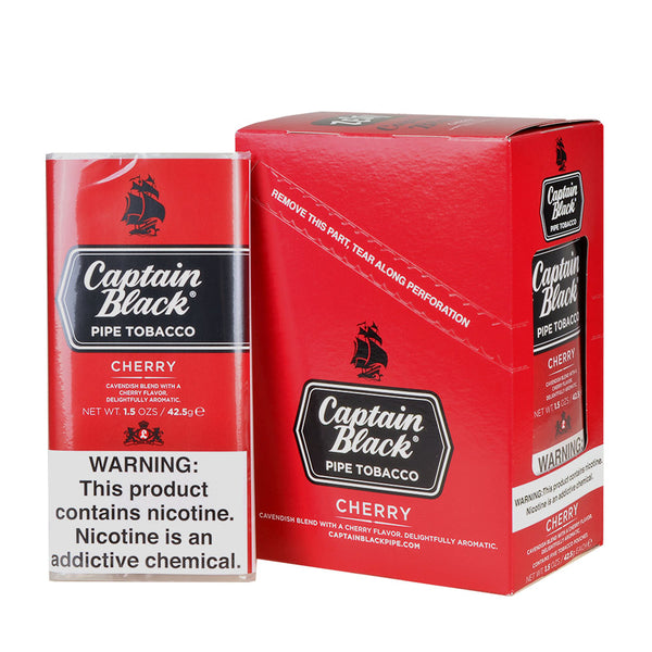 Captain Black Cherry Pipe Tobacco 7oz Can and 1.5oz Pouch Size Comparison