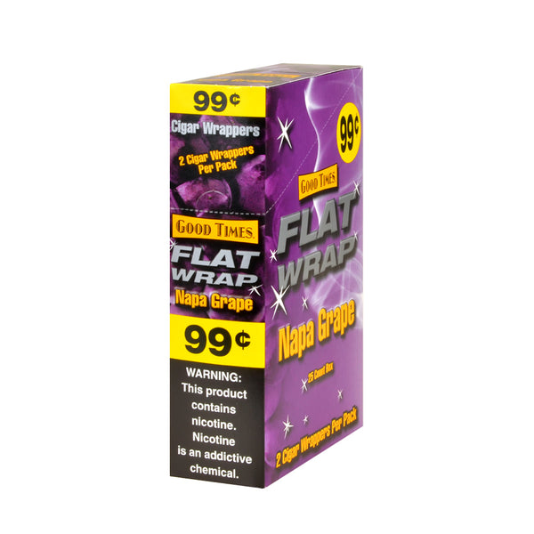 Good Times Napa Grape Flat Wraps 25 Pouches of 2 Bulk Box and Individual Foil Packaging