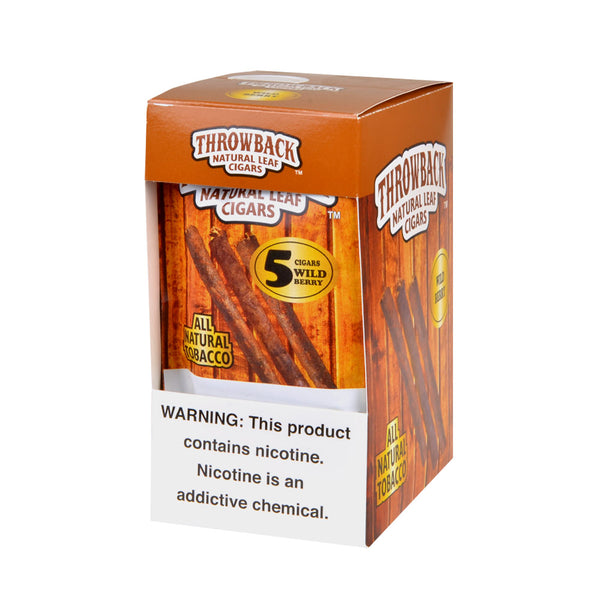 Throwback Wild Berry Natural Leaf Cigars 8 Packs of 5 Box Packaging Display