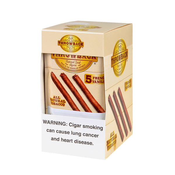 Throwback French Vanilla Natural Leaf Cigars 8 Packs of 5 Box Display