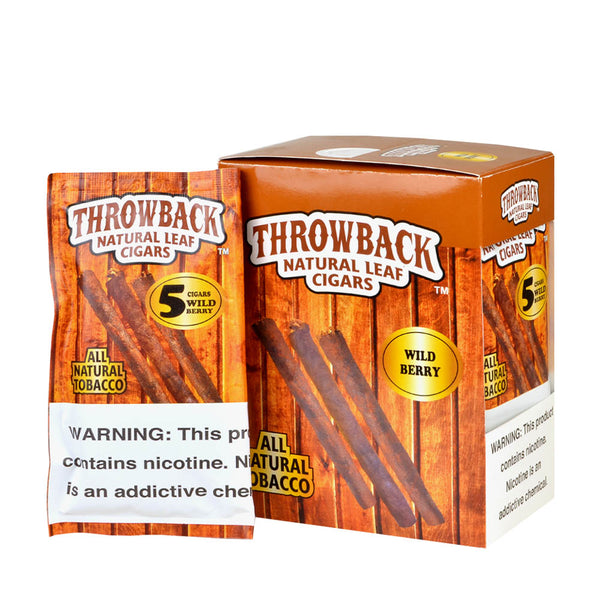 Close-up of Throwback Wild Berry Natural Leaf Cigar Individual 5-Count Pouch