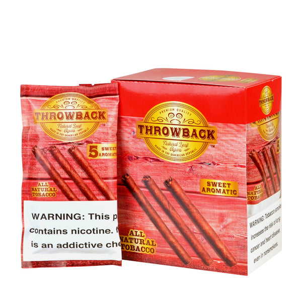 Single 5-Pack Pouch of Throwback Sweet Aromatic Natural Leaf Cigars