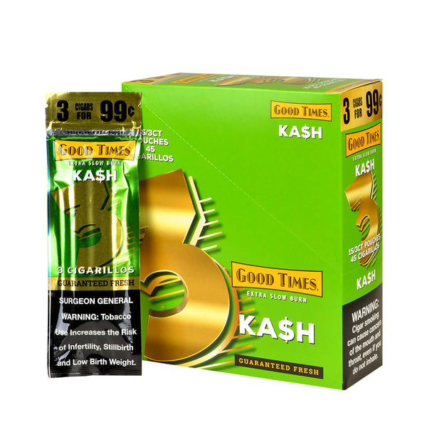Good Times Cigarillos Kash 15-Pack Box (45 Total) Pre-Priced 3 for 99c