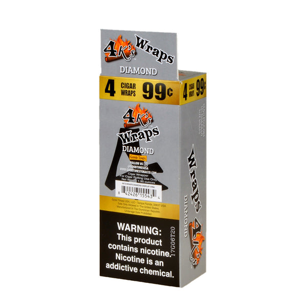 4 Kings Diamond Tobacco Wraps Wholesale Display Box - 30 Pouches of 4 Wraps