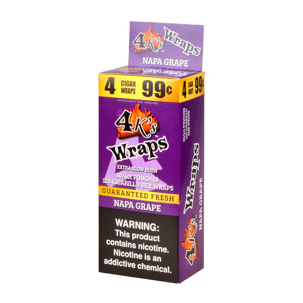 4 Kings Napa Grape Wraps 30 Pack Bulk Box 4 for 99c Display
