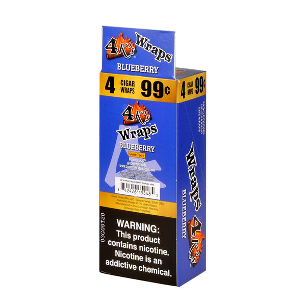 4 Kings Blueberry Tobacco Wrap Pouch 4 for 99c Close-up Packaging