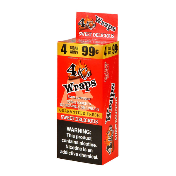 4 Kings Wraps 4 for 99c 30 Pack Sweet Delicious Bulk Box 120ct