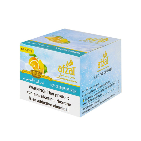 Afzal Icy Citrus Punch Hookah Shisha Tobacco 250g Resealable Tub with Orange Lemon and Pineapple Flavor