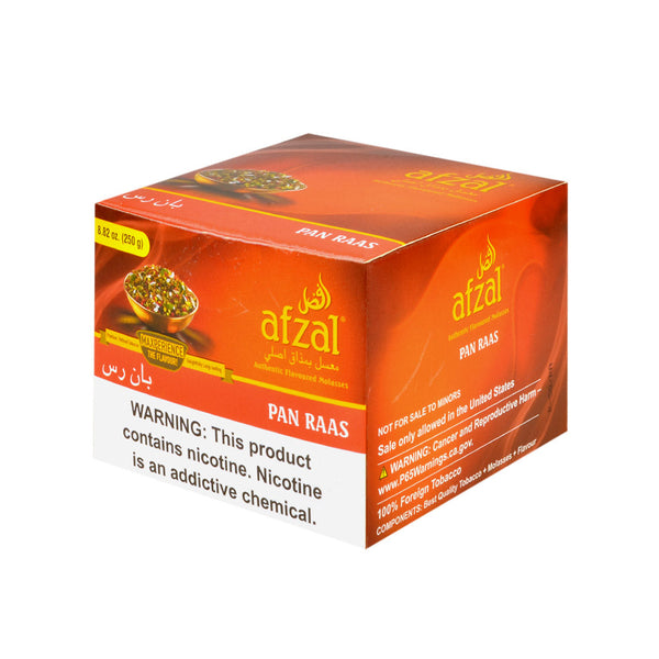 Afzal Pan Raas Hookah Shisha Tobacco 250g Box Packaging Front View