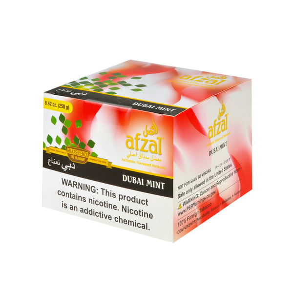 Afzal Dubai Mint Hookah Shisha Tobacco 250g Jar - Premium Mint Flavor Packaging