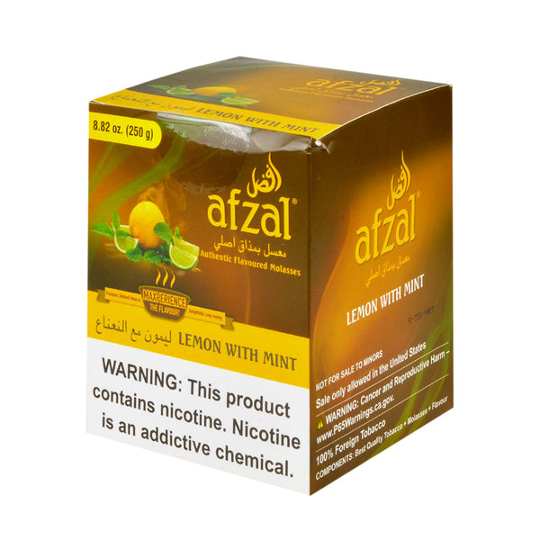 Afzal Lemon with Mint Hookah Shisha Tobacco 250g Pack - Zesty Citrus and Cool Mint Flavor