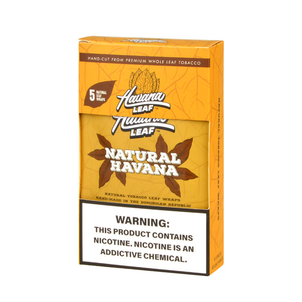 Havana Leaf Natural Tobacco Wraps Individual 5-Pack Pouch