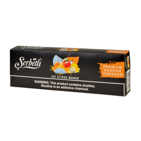 Serbetli Premium Hookah Tobacco Ice Citrus Mango 250g Box Packaging