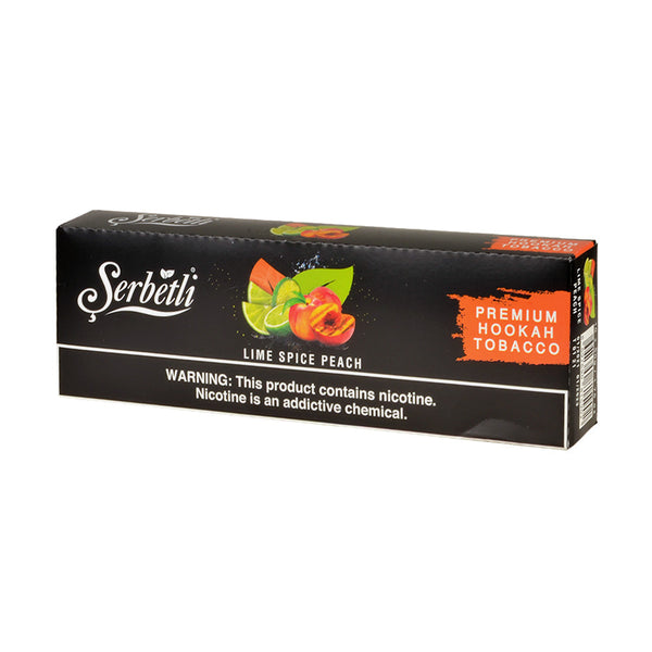 Serbetli Premium Hookah Tobacco Lime Spice Peach 250g Box Packaging and Branding