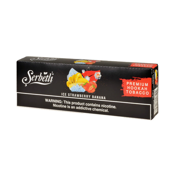Serbetli Premium Hookah Tobacco Ice Strawberry Banana 250g Box Packaging