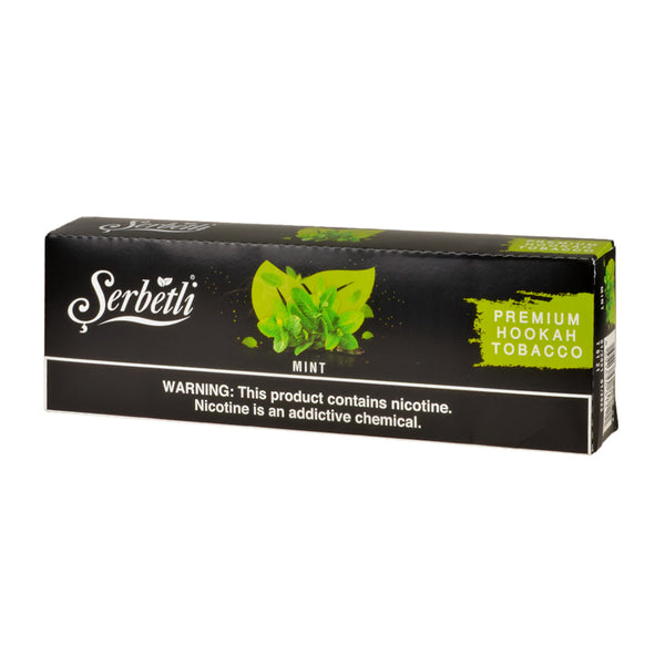 Serbetli Premium Hookah Tobacco Mint 250g retail packaging front view showing Turkish branding