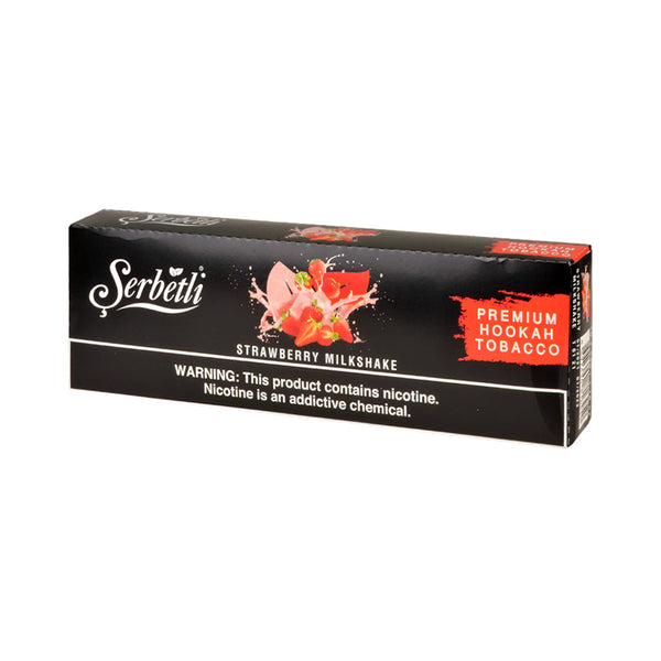 Serbetli Premium Hookah Tobacco Strawberry Milkshake 250g Box Packaging