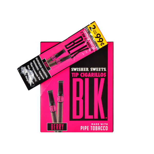 Swisher Sweets BLK Berry Tip Individual Foil Pouch 2-Pack Front View