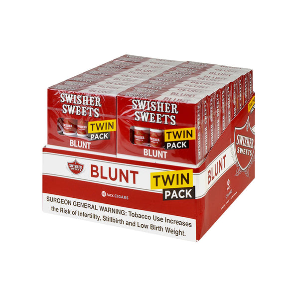 Swisher Sweets Blunt Twin Pack Regular 20 Packs of 5 Bulk Box Display 100 Count
