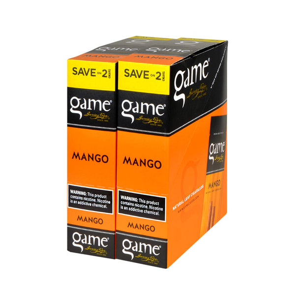 Close-up of Game Mango Foil Pouch showing 2 Cigarillos per Pack