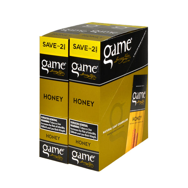 Game Garcia y Vega Honey Gold Foil Pouch Close-up showing Connecticut Shade Natural Leaf Wrapper