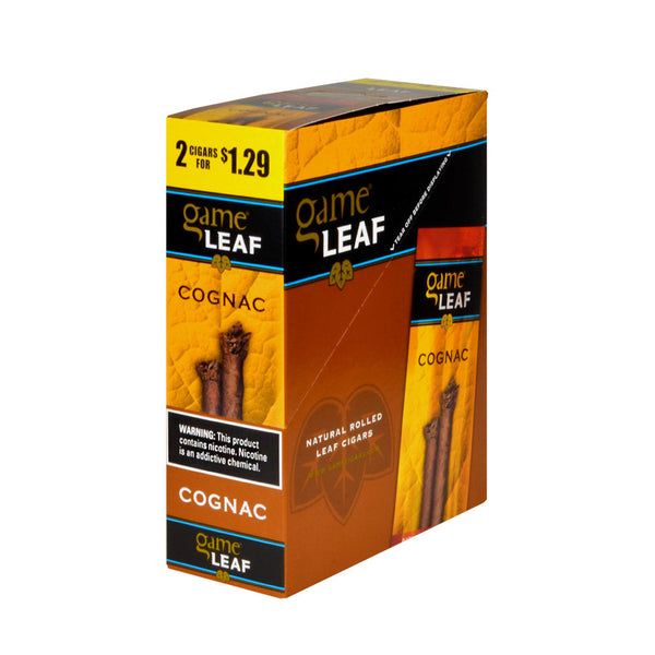 Game Leaf Cognac Cigarillos 15 Pouches of 2 Display Box - Bulk Natural Leaf Cigars