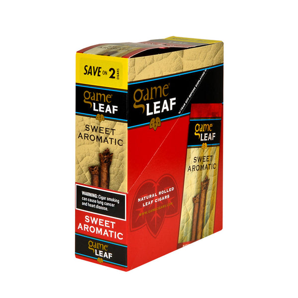 Close-up of Game Leaf Sweet Aromatic Resealable Pouch and Natural Sumatra Leaf Cigarillo Texture
