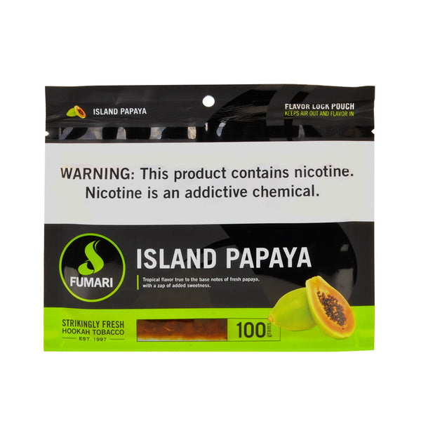 Fumari Island Papaya Hookah Tobacco 100g Resealable Pouch Front View