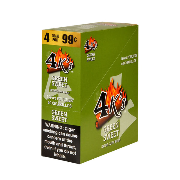 4 Kings Cigarillos 15 Packs of 4 Green Sweet Outer Box Packaging