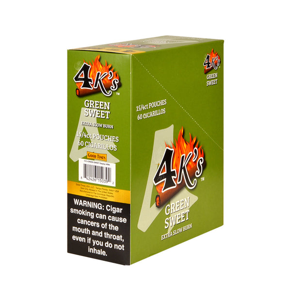Individual 4-pack pouch of 4 Kings Green Sweet Cigarillos