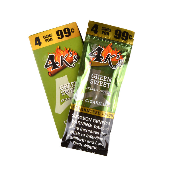 Bulk display of 15 packs of 4 Kings Green Sweet Cigarillos