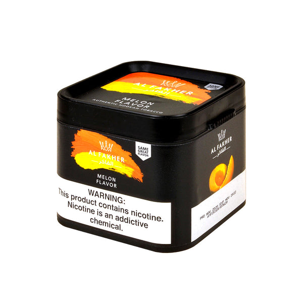 Al Fakher Melon Hookah Shisha Tobacco 250g tub and box featuring sweet honeydew flavor profile