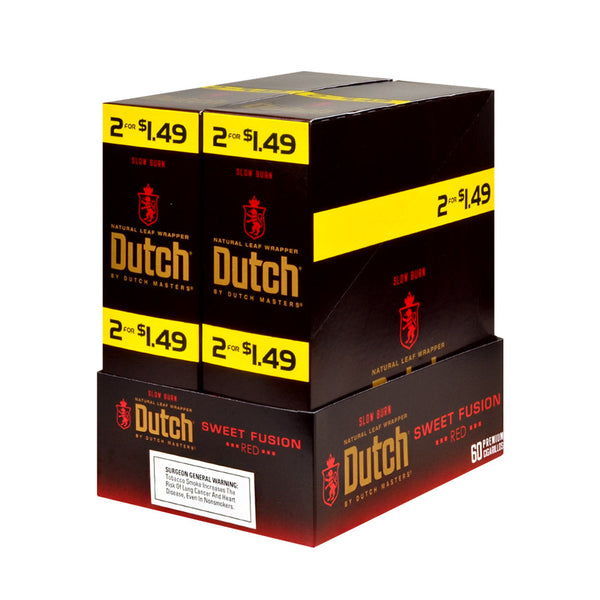 Two Dutch Masters Sweet Fusion Cigarillos with Individual Foil Fresh Pouch and Natural Leaf Wrapper