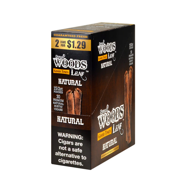 Good Times Sweet Woods Natural Cigarillos 15 Pouches of 2 Display Box