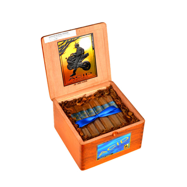 Open Box of 24 Acid Deep Dish Cigars showing internal branding