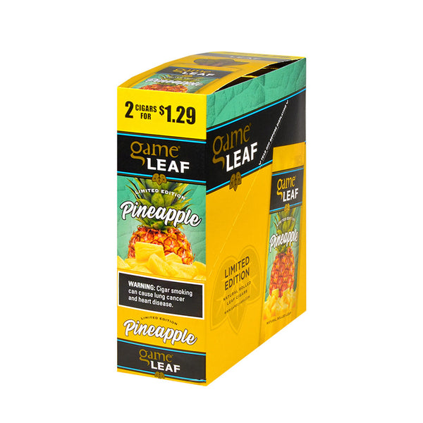Game Leaf Pineapple Cigarillos 15 Pouches of 2 Display Box and Individual Foil Packs