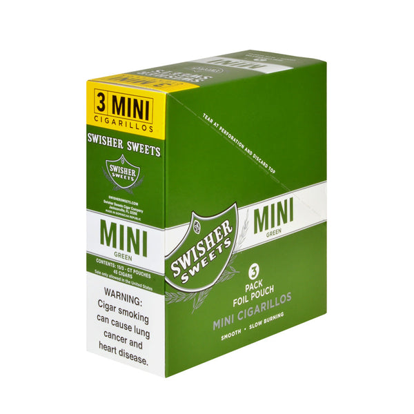 Swisher Sweets Mini Green Sweets Individual Foil Pouch showing 3-count packaging