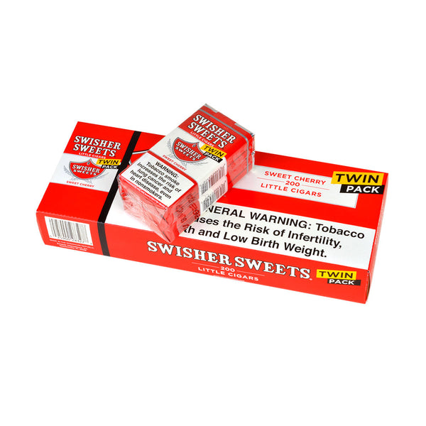 Close-up of Swisher Sweets Cherry 100mm Little Cigars 40 Count Packaging