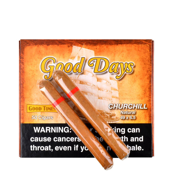 Close up of Good Days Factory Rejects Churchill Cigars with Ecuadorian Natural Wrapper