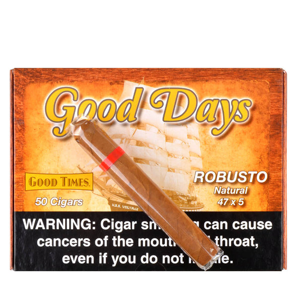 Close-up of Good Days Factory Rejects Robusto Cigar texture and natural wrapper