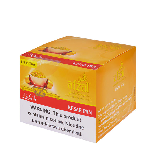 Afzal Kesar Pan Hookah Shisha Tobacco 250g Box Packaging Front View