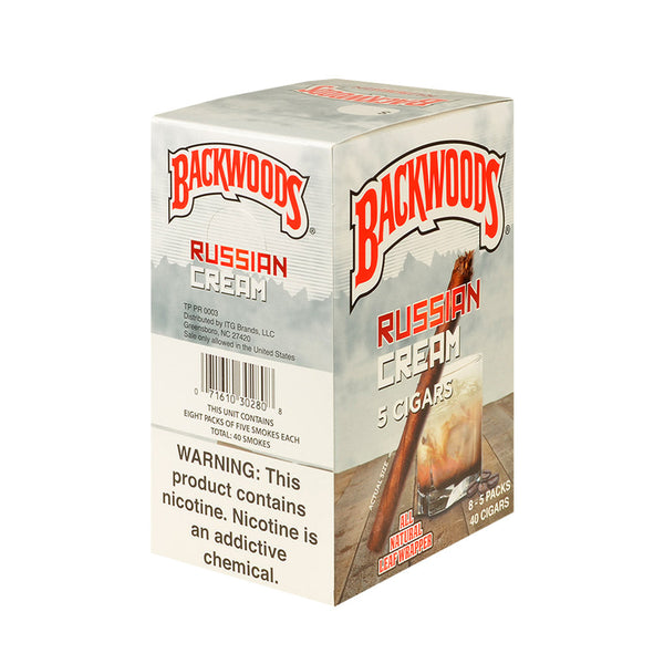Backwoods Russian Cream Individual 5-Pack Pouch Front View highlighting natural leaf wrapper