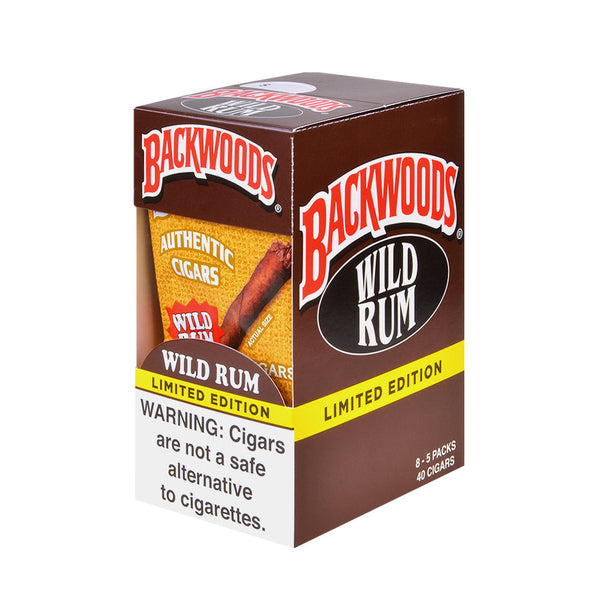 Backwoods Wild Rum Cigars 8 Packs of 5 Display Box - 40 Total Bulk Cigars