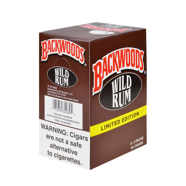 Backwoods Wild Rum 5-Pack Individual Foil Pouch with Natural Leaf Wrapper