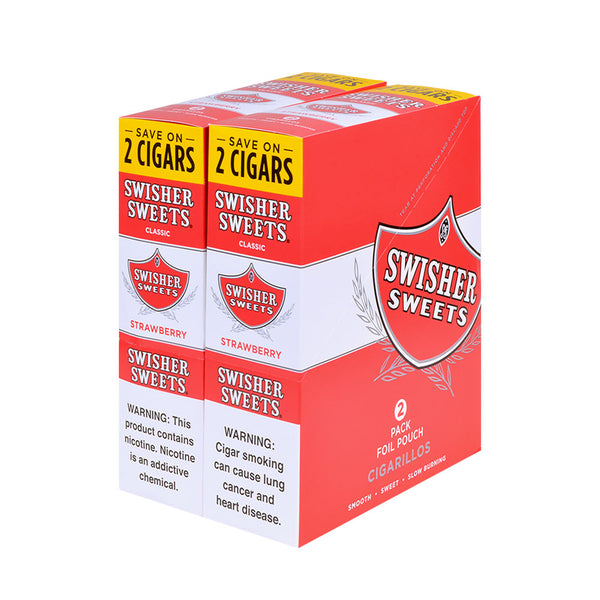 Bulk Box containing 60 Swisher Sweets Strawberry Cigarillos for wholesale
