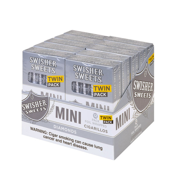 Swisher Sweets Mini Cigarillos Diamonds Twin 20 Packs of 6 Box Front View