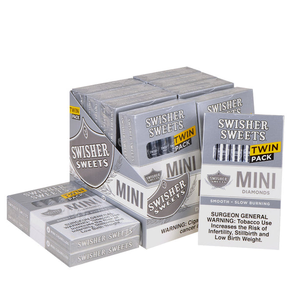 Bulk Display of Swisher Sweets Mini Cigarillos Diamonds 20 Pack Case 120 count