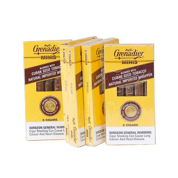 AyC Grenadier Minis Cigars 5 Packs of 5 - Antonio y Cleopatra Natural Leaf Wrapper Packaging