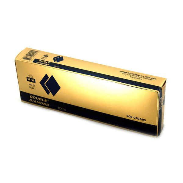 Double Diamond Mild Filtered Cigars 10 Packs of 20 Carton and Individual Pack showing branding and mellow flavor profile