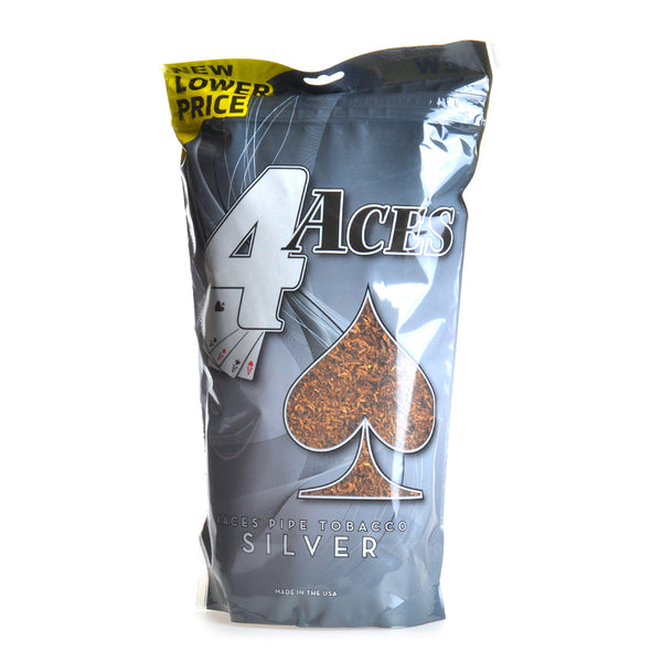 4 Aces Silver Pipe Tobacco 16oz Bag - Extra Mild Smooth Ribbon Cut